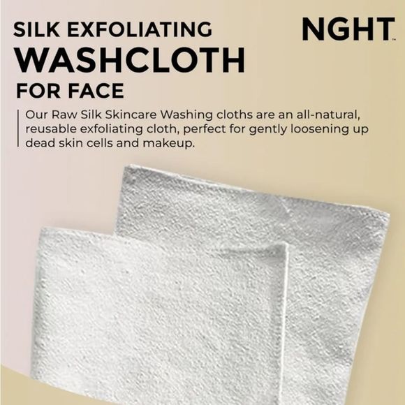 Night 100% Raw Silk Skincare Washcloth- 1PK - Picture 2 of 10